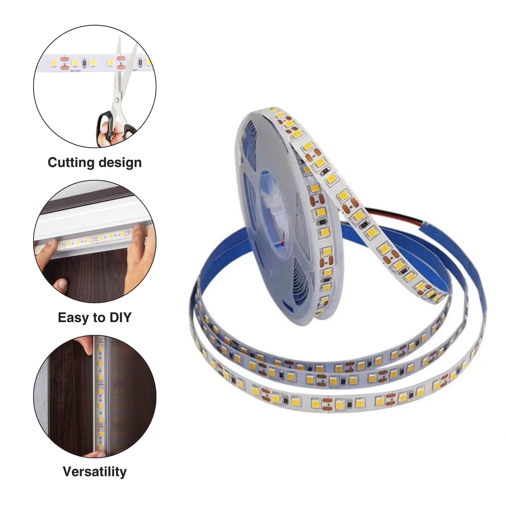 LED Light Strip for Indoor Use, White Plastic, 16.4 Ft