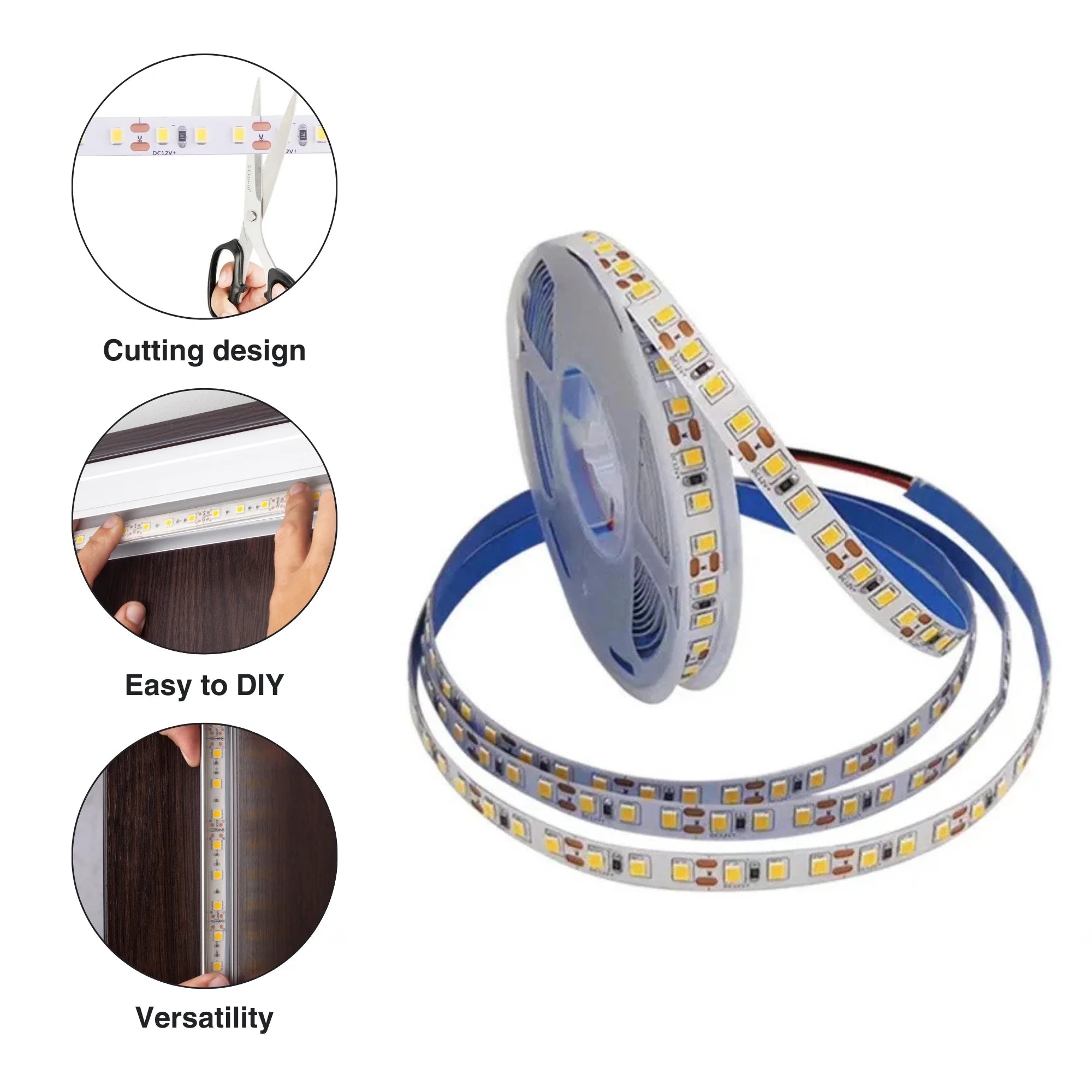 LED Light Strip for Indoor Use, White Plastic, 16.4 Ft