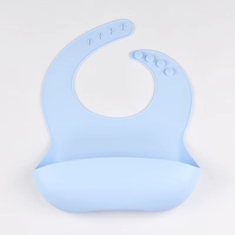 Baby Silicone Tray Bib Waterproof Soft 4-Speed Adjustable Bibs Newborn Eating Food Isolate Dirt Feeding Saliva Pocke Kids Stuff