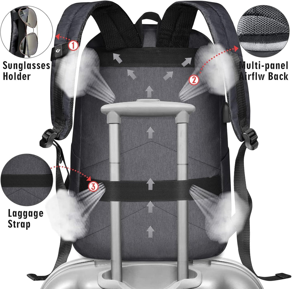 Travel Laptop Backpack Water Resistant Anti-Theft Bag with USB Charging Port and Lock 14/15.6Inch Computer Business Backpacks Gift for Men Women(15.6 In,A-Black)