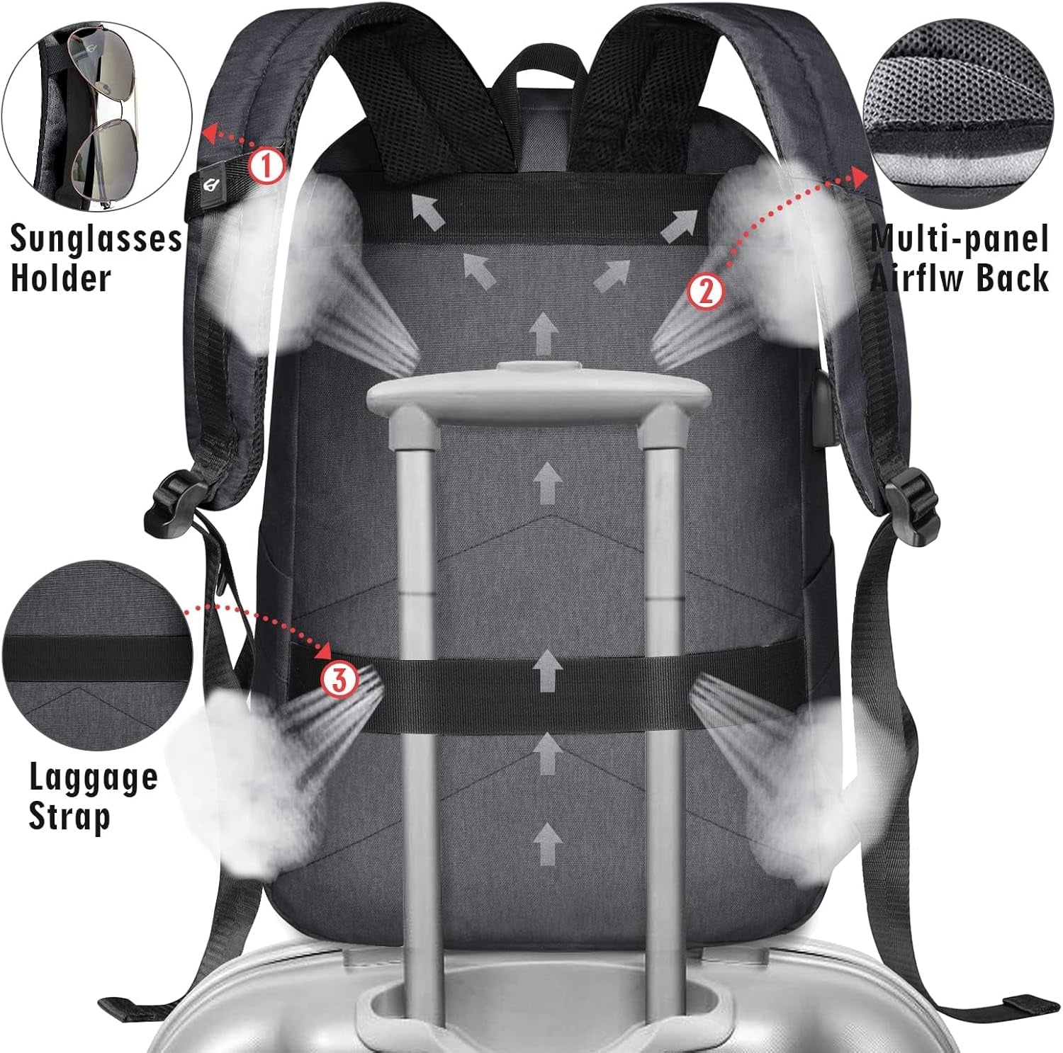 Travel Laptop Backpack Water Resistant Anti-Theft Bag with USB Charging Port and Lock 14/15.6Inch Computer Business Backpacks Gift for Men Women(15.6 In,A-Black)