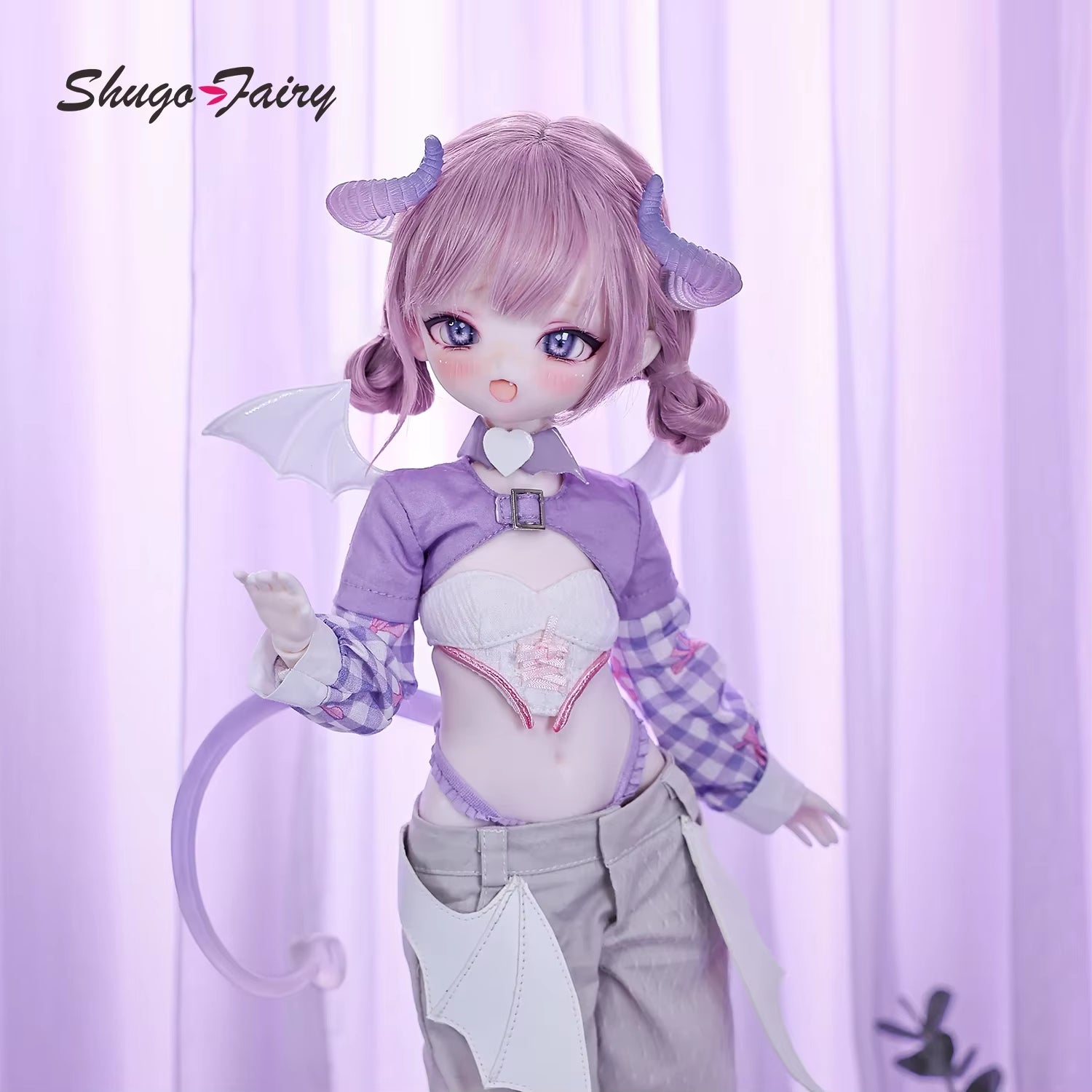 Shugafairy Devila BJD Doll 1/4 Scale - Unique Christmas Gift with Transparent Tail, Fantasy Demon Lamb Anime Girl, Complete Set