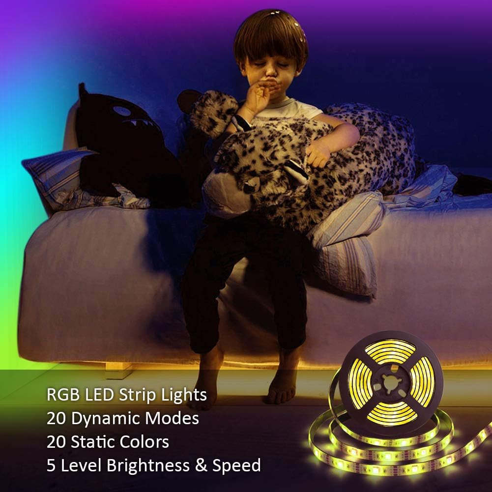 LED Strip Lights Battery Powered RGB LED Battery Lights 17 Keys Remote Control 2PCS 6.56FT Waterproof LED Lights Strip Color Changing Flexible LED Rope Lights Kit for TV Party Home Decoration