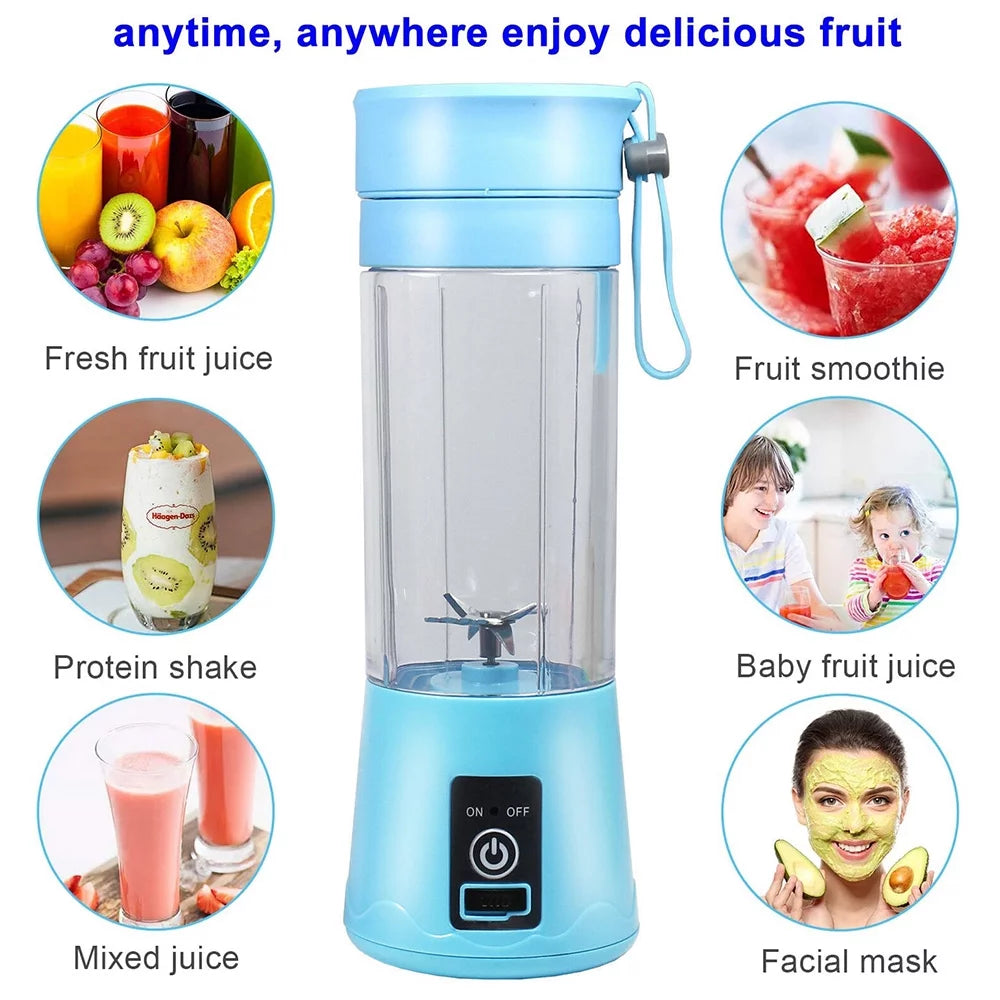 380Ml Electric Juicer Bottle, Fruit Vegetable Blender, Portable Smoothie Maker Mixer Bottle, Rechargeable Blender Bottle, White
