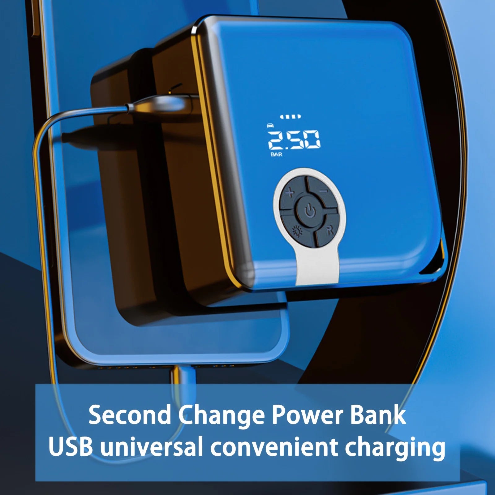 Car Tire Inflator Portable Mini Air Compressor 12V | Analog Gauge | Compact Lightweight ABS | Multi-Use Bike Motorcycle SUV Truck Tires | 3 Adapters | LED Light | 25L/Min | 1Pc | 4.25X4.25In