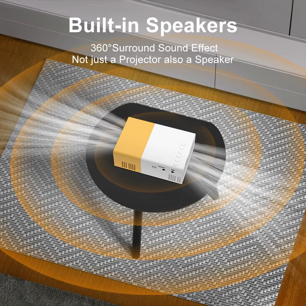 Portable Mini Projector 600 Lumens LCD Hdmi-Compatible Built-In Speakers Small for Home Outdoor Display Kids Gift 320P