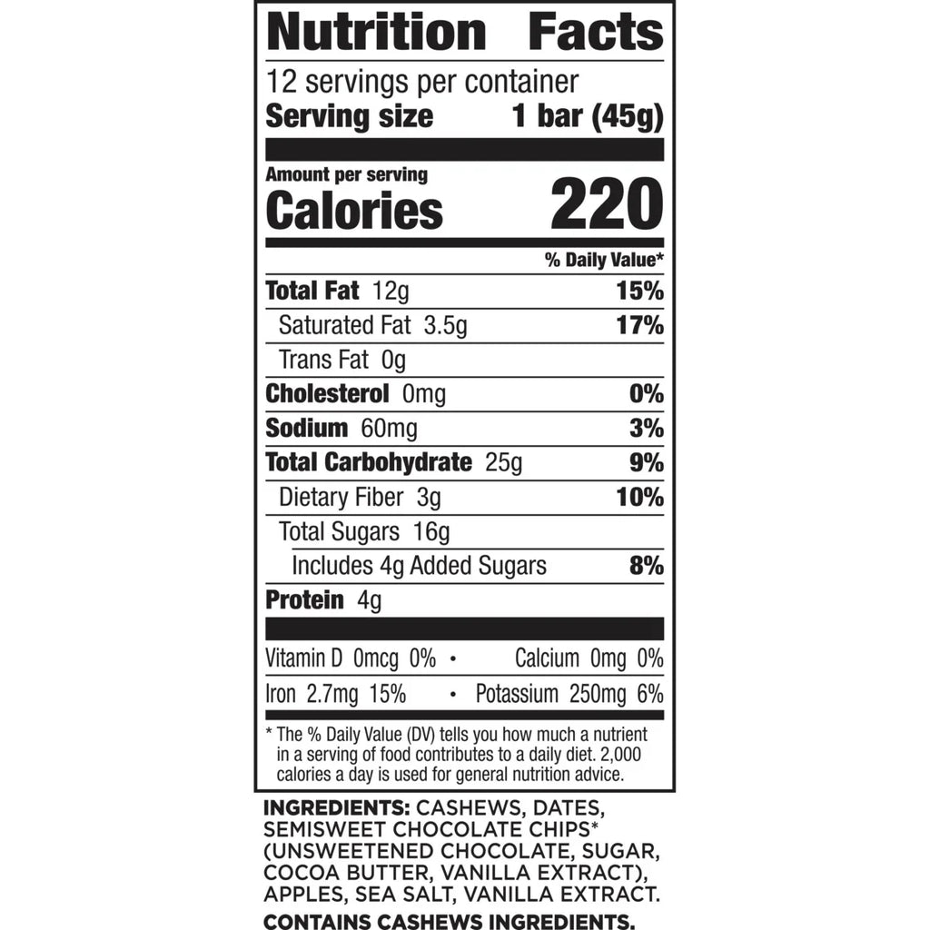Chocolate Chip Cookie Dough, Fruit and Nut Bars, Gluten Free, 19.2 Oz, 12 Count
