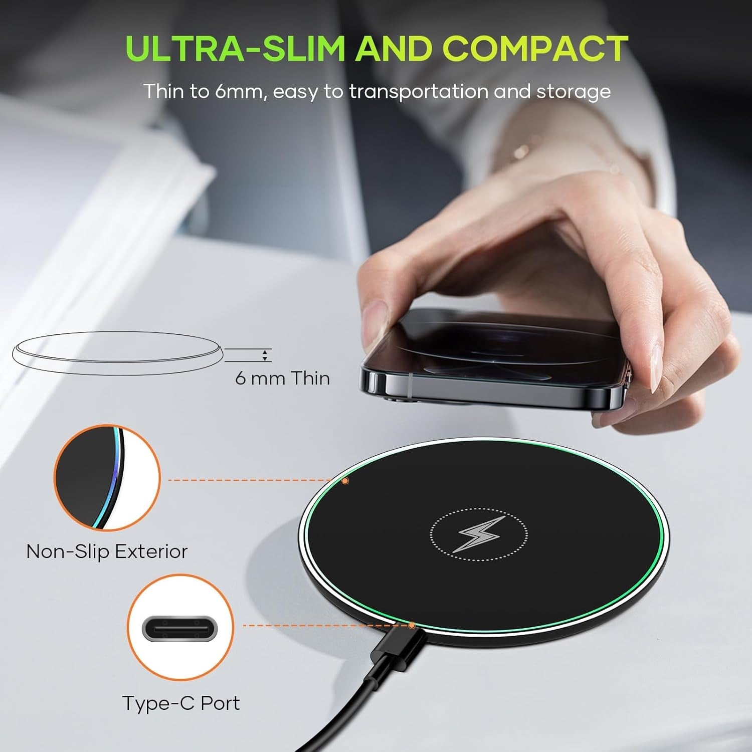Wireless Charger, Wireless Charging Pad for Iphone 17/16/15/14/13