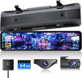 T860+ Mirror Dash Cam 4K Front and 2.5K Rear, Detached Front Camera for 10-Minute Install, 3X Zoom Rear View Mirror Camera, 64GB Card Included, Night Vision, WDR, Parking Assist, GPS