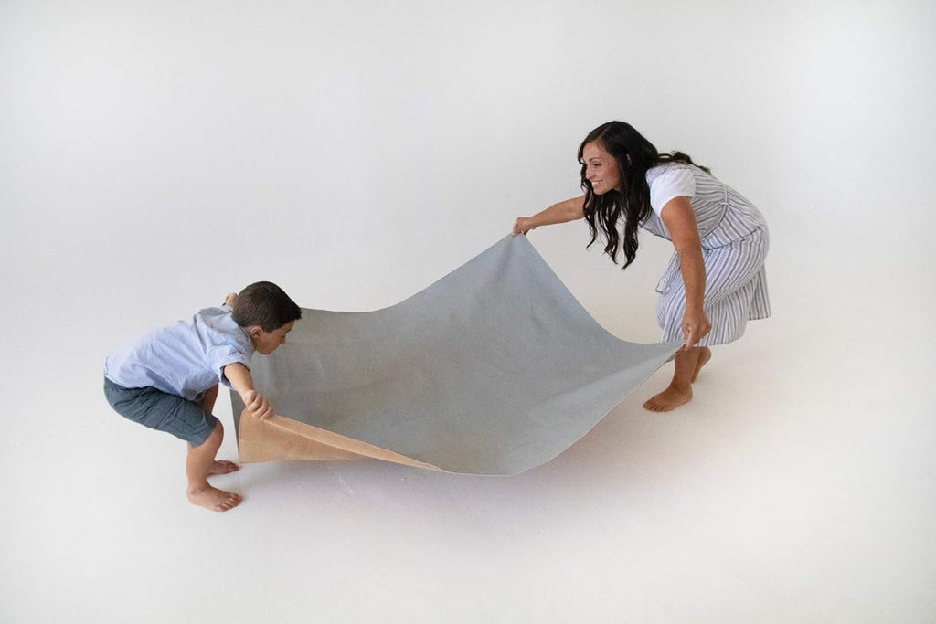 Leather Multipurpose Mat - Kids Luxurious Picnic Mat - Waterproof and Sand Proof Beach Blanket - Indoor and Outdoor Play Mats - High Chair Mat - Includes Carrying Strap for Easy Travel… (Gray)