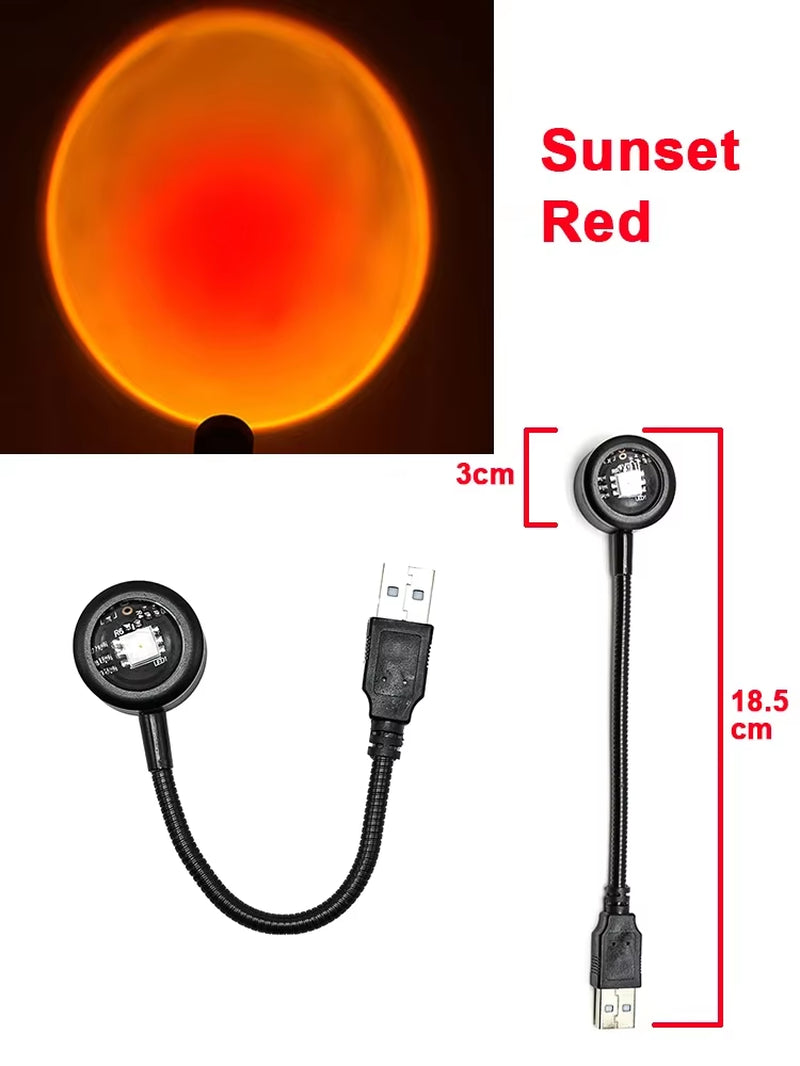 USB LED Sunset Lamp Atmosphere Night Light Projector Photography Wall Ambience Lamp Festival Gift Light Bedroom Decoration Lamp