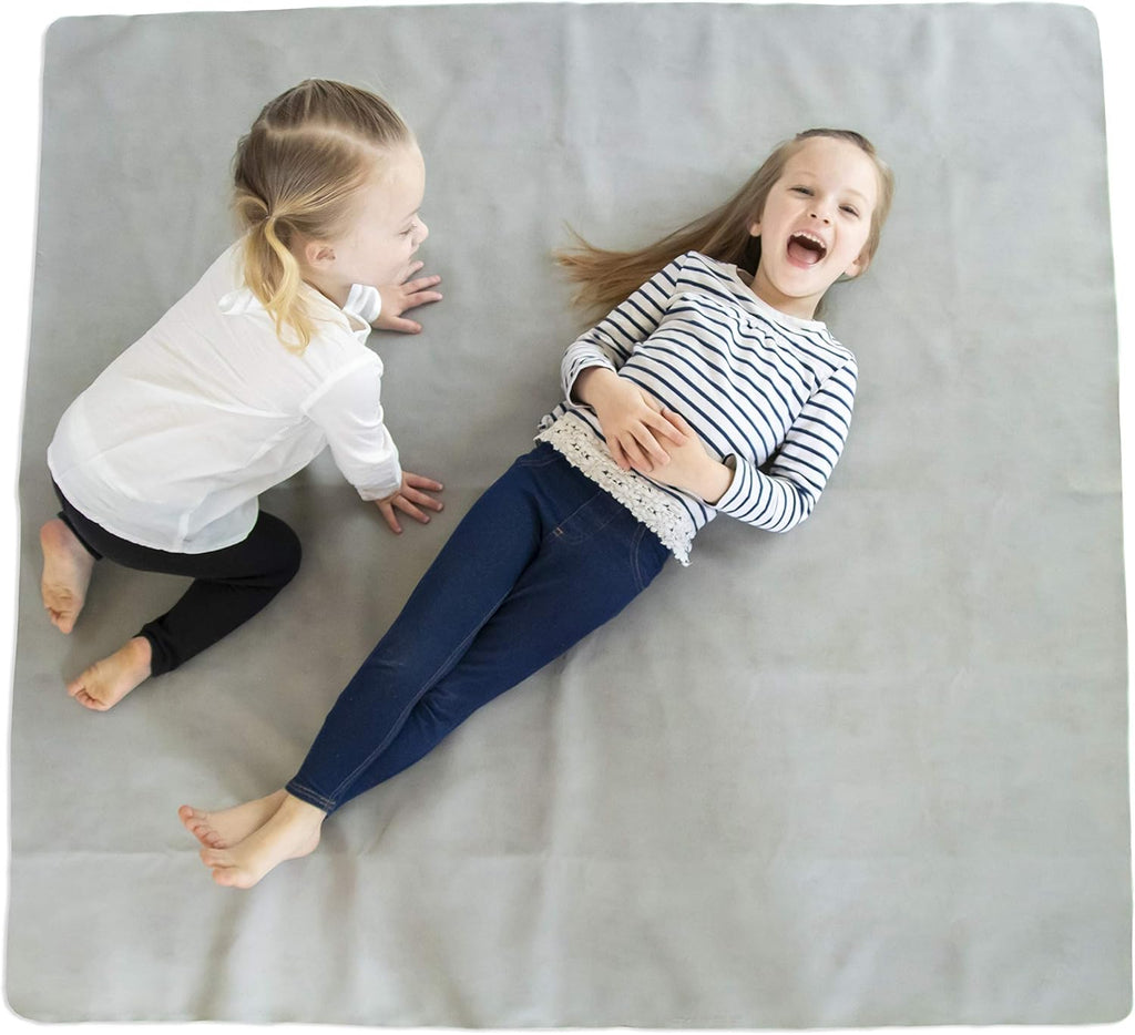 Leather Multipurpose Mat - Kids Luxurious Picnic Mat - Waterproof and Sand Proof Beach Blanket - Indoor and Outdoor Play Mats - High Chair Mat - Includes Carrying Strap for Easy Travel… (Gray)