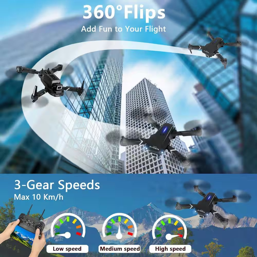 Mini Drone with Camera 1080P Wifi Fpv One-Click Take Off/Landing, Altitude Hold, Headless Mode, 360° Flips 3-Gear Speeds