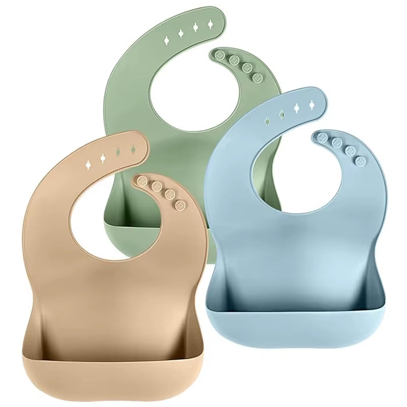 Baby Silicone Tray Bib Waterproof Soft 4-Speed Adjustable Bibs Newborn Eating Food Isolate Dirt Feeding Saliva Pocke Kids Stuff