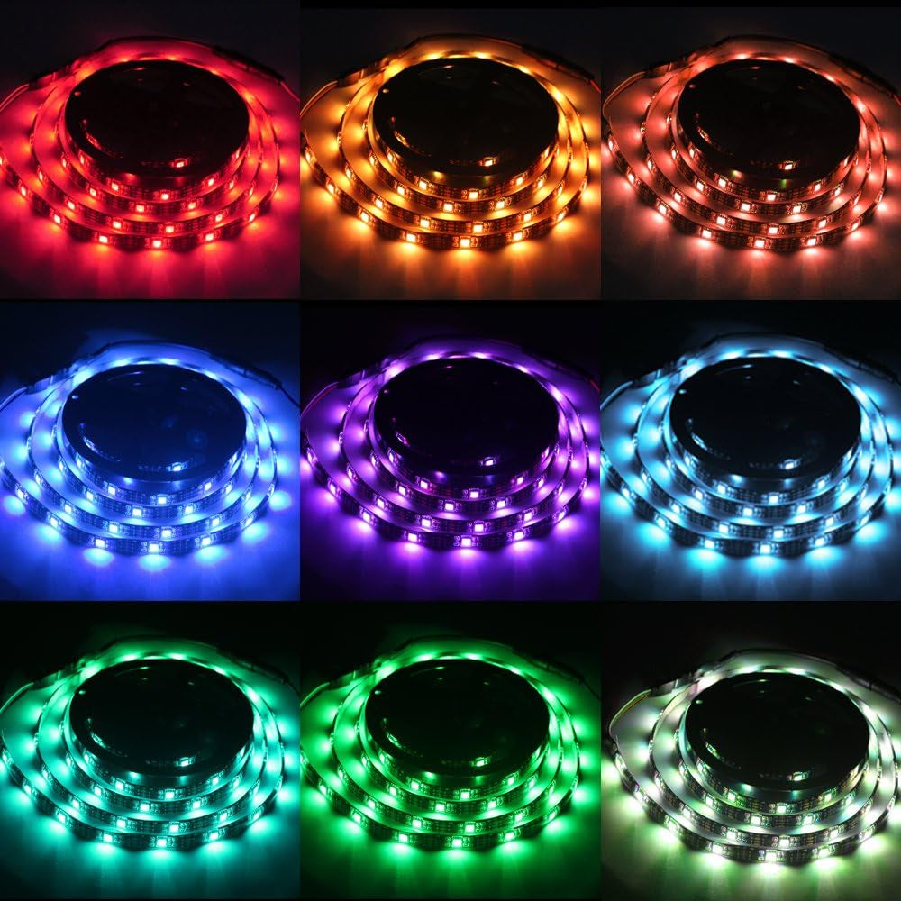 Battery Powered Led Strip Lights RGB with Mini Controller Waterproof Led Rope Lights Battery Operated Led Lights Multi Color Changing Lights 2M 6.56Ft