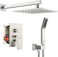 12 Inches Bathroom Luxury Rain Mixer Shower Combo Set Wall Mounted Rainfall Shower Head System Brushed Nickel Finish Shower Faucet Rough-In