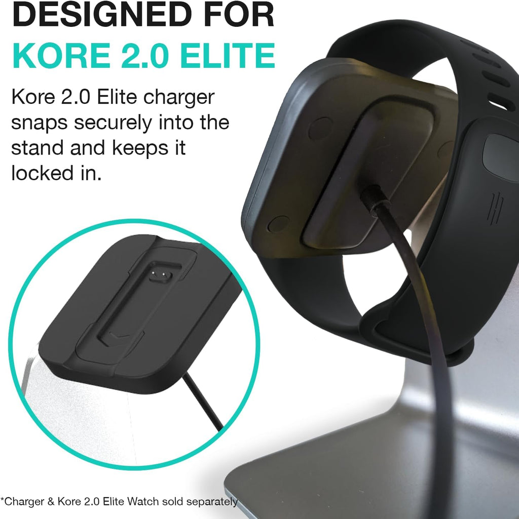 KORE 2.0 Elite Smartwatch Charging Stand - Aluminium Charging Watch Stand for Kore 2.0 Fitness Tracker L Sleek, Non-Slip Heart Rate Monitor Watch Holder Stand L Great Night Stand Accessories