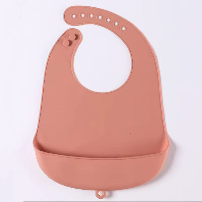 1Pcs New Lunch Apron Toddler Silicone Bibs Baby Kids Girl Boys Waterproof Saliva Solid Feeding Bib Baby Silicone Bib Aprons