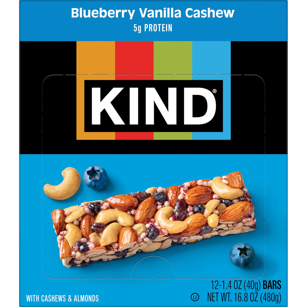 Gluten Free Blueberry Vanilla Cashew Snack Bars, 1.4 Oz, 12 Count Cardboard Box