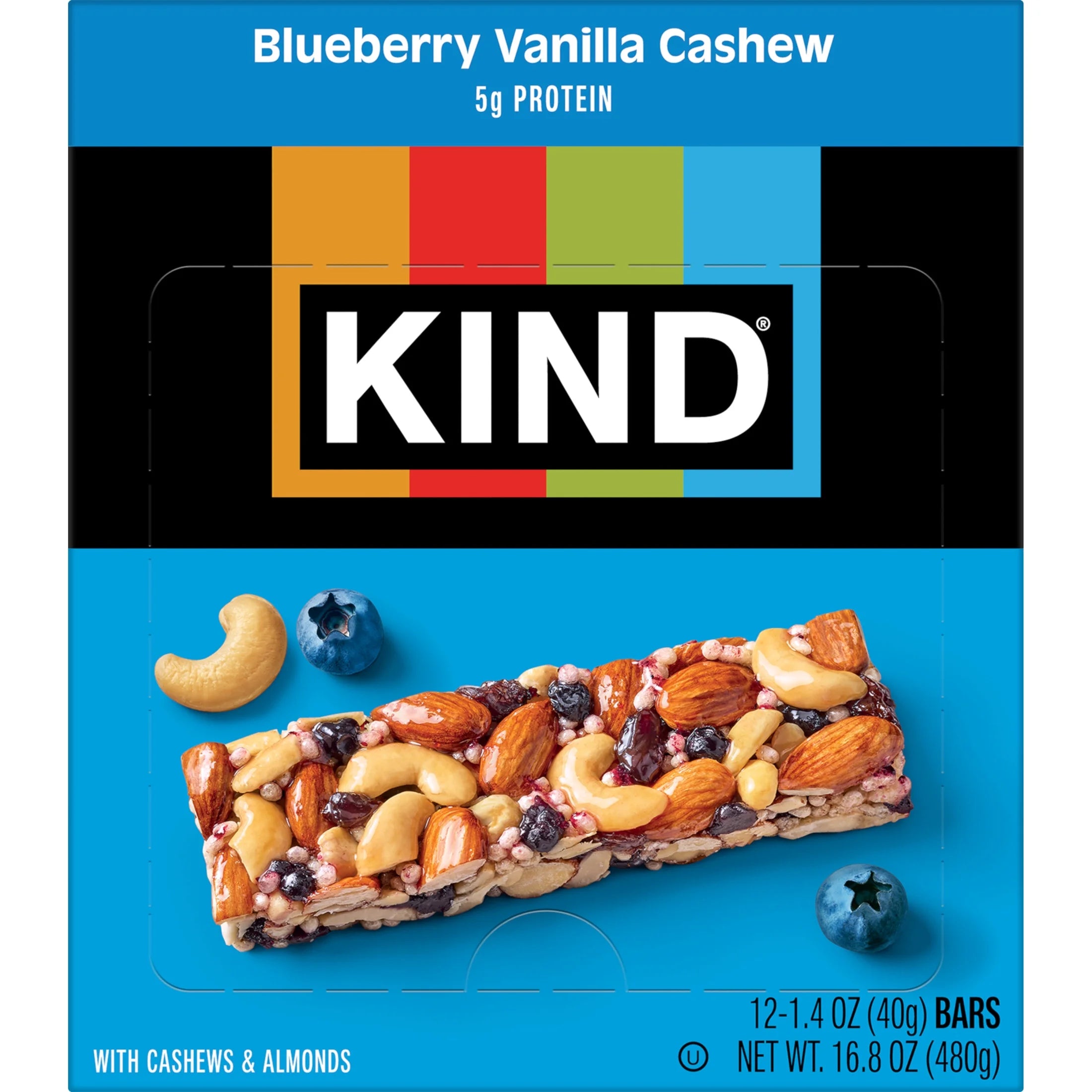 Gluten Free Blueberry Vanilla Cashew Snack Bars, 1.4 Oz, 12 Count Cardboard Box