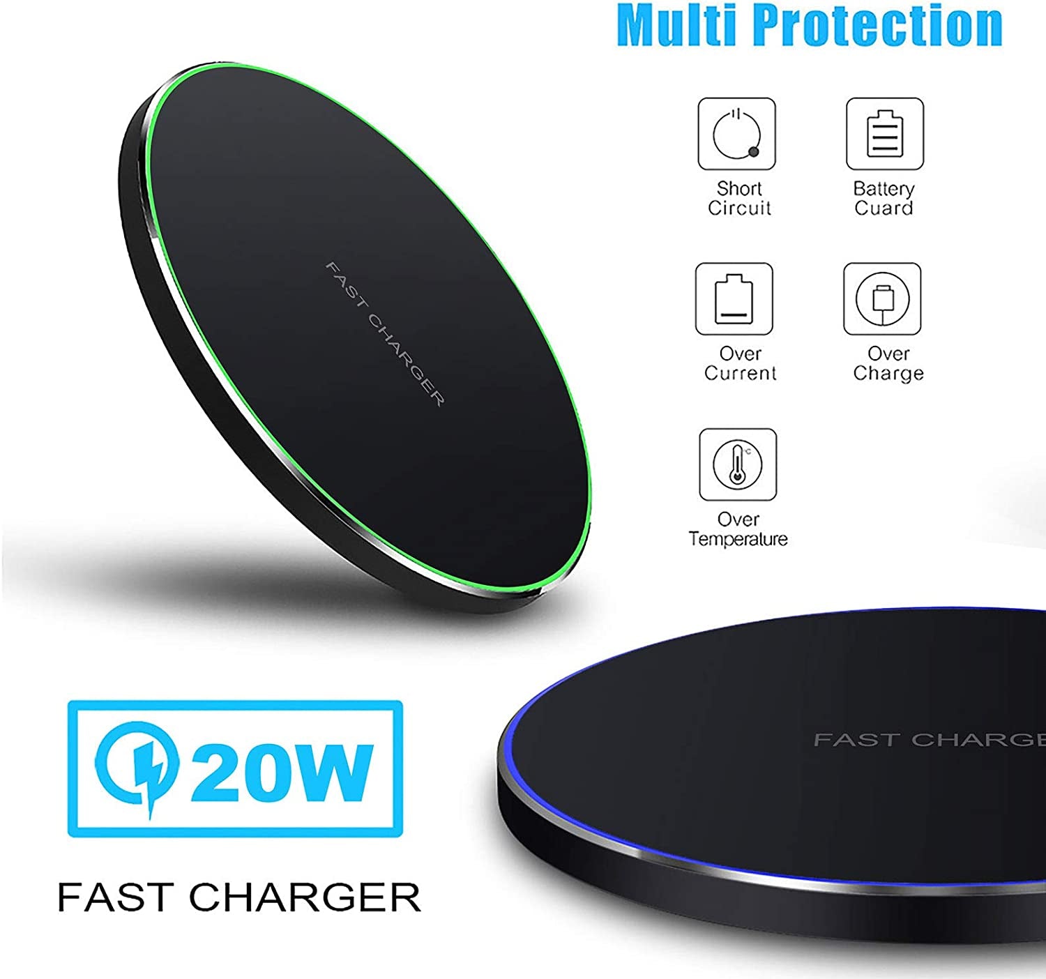 Fast Wireless Charger,20W Max Wireless Charging Pad Compatible with Iphone 17/17 Pro/16/15/14/13/12/Se/Xs Max/Xr,Airpods; Wireless Charge Mat for Samsung Galaxy S25/S24/Note,Pixel/Lg