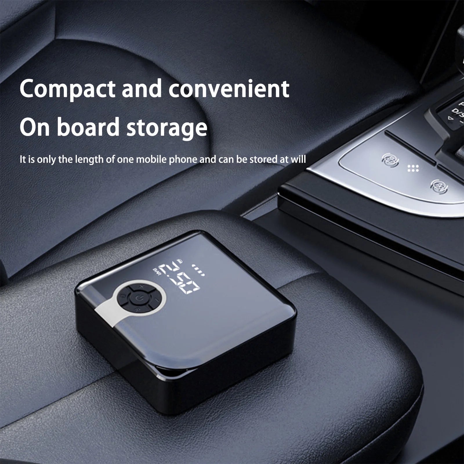 Car Tire Inflator Portable Mini Air Compressor 12V | Analog Gauge | Compact Lightweight ABS | Multi-Use Bike Motorcycle SUV Truck Tires | 3 Adapters | LED Light | 25L/Min | 1Pc | 4.25X4.25In