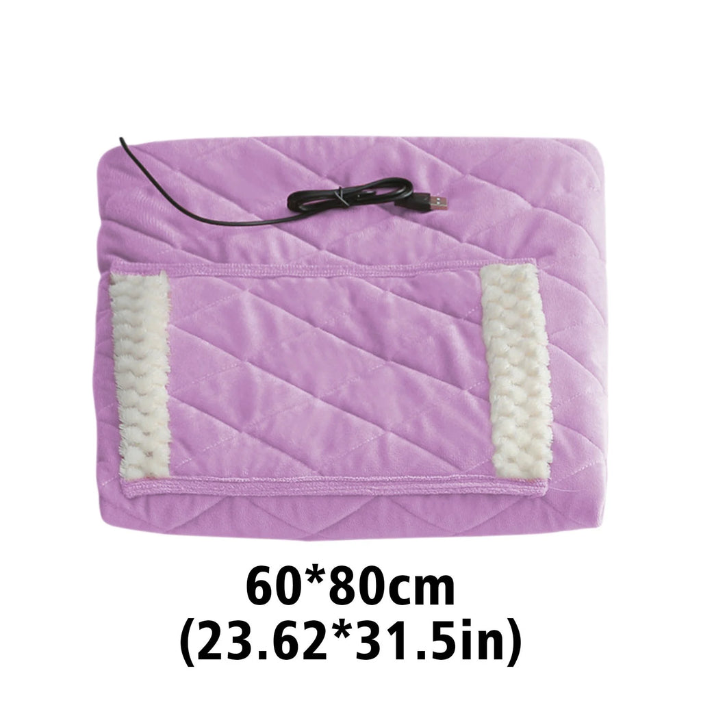 Heated Blanket with Pocket, Soft Warm USB Heated Lap Blanket for Office, Fast-Heating Washable Car Heated Blanket, Portable Heated Blanket for Travel (D)