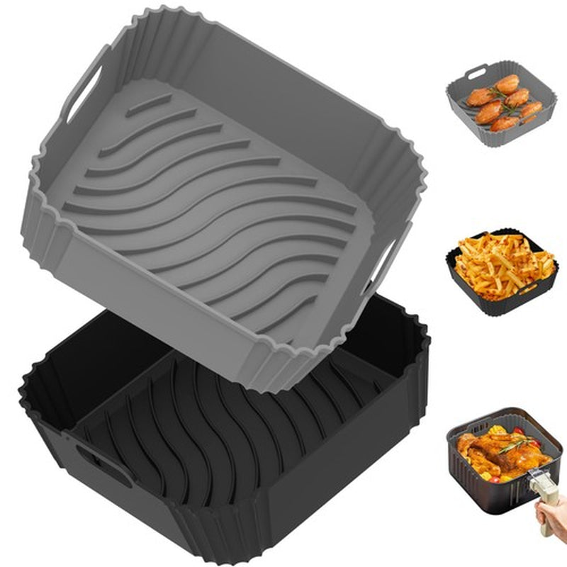 2 Pack Air Fryer Silicone Liners Square Airfryer Reusable for 4-5.5/5-8.5 QT