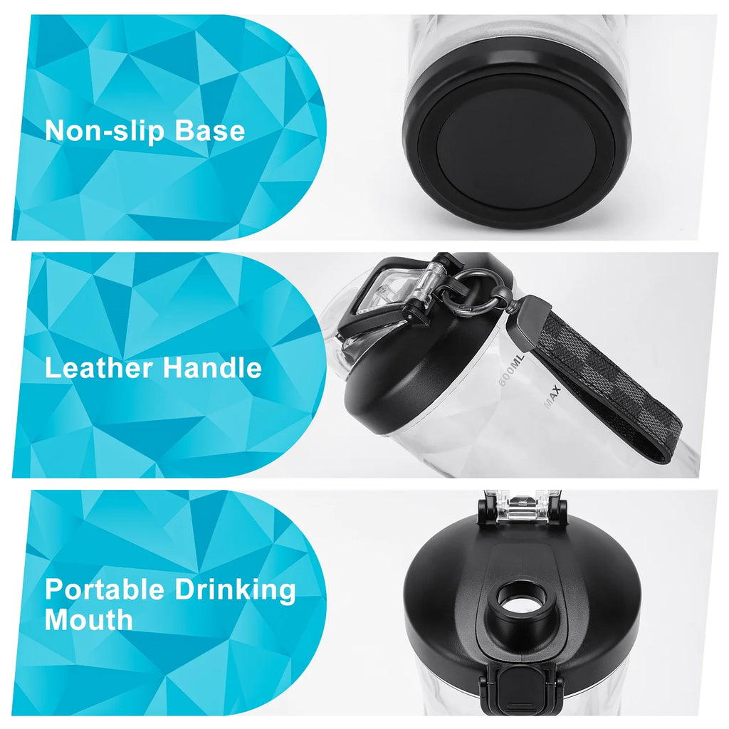 Portable Blender for Smoothies, 20Oz Small Personal Blender with Travel Lid, USB Rechargeable, Single Serve Fruit Mixer for Kitchen, Black