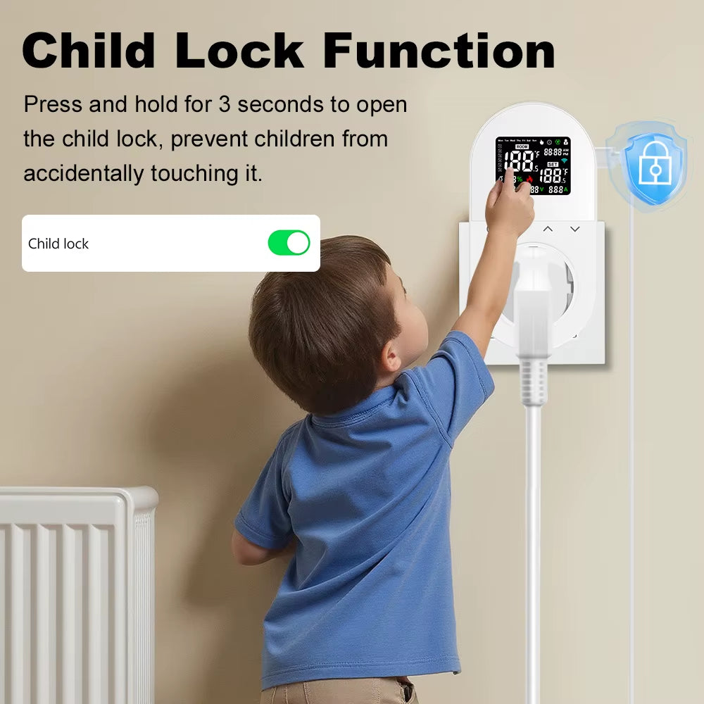 Smart Wifi Digital Thermostat Socket 16A EU Plug App Remote Temperature Heating Cooling Control for Google Home Alexa Tuya