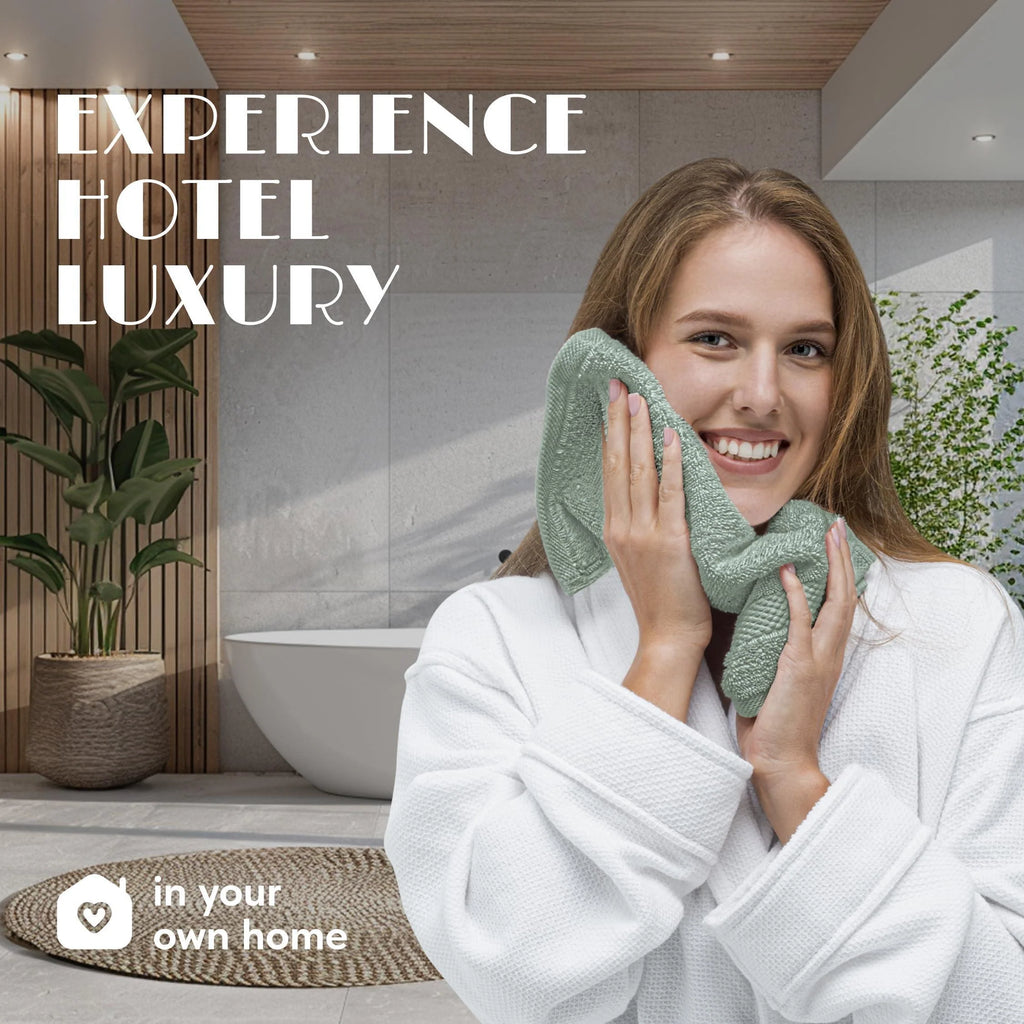 Green Washcloths Set for Body Face 12 Pack 12X12 Inch Towel Cotton Wash Cloths Bulk Spa Fingertip Wash Clothes Soft Absorbent Gym Towels