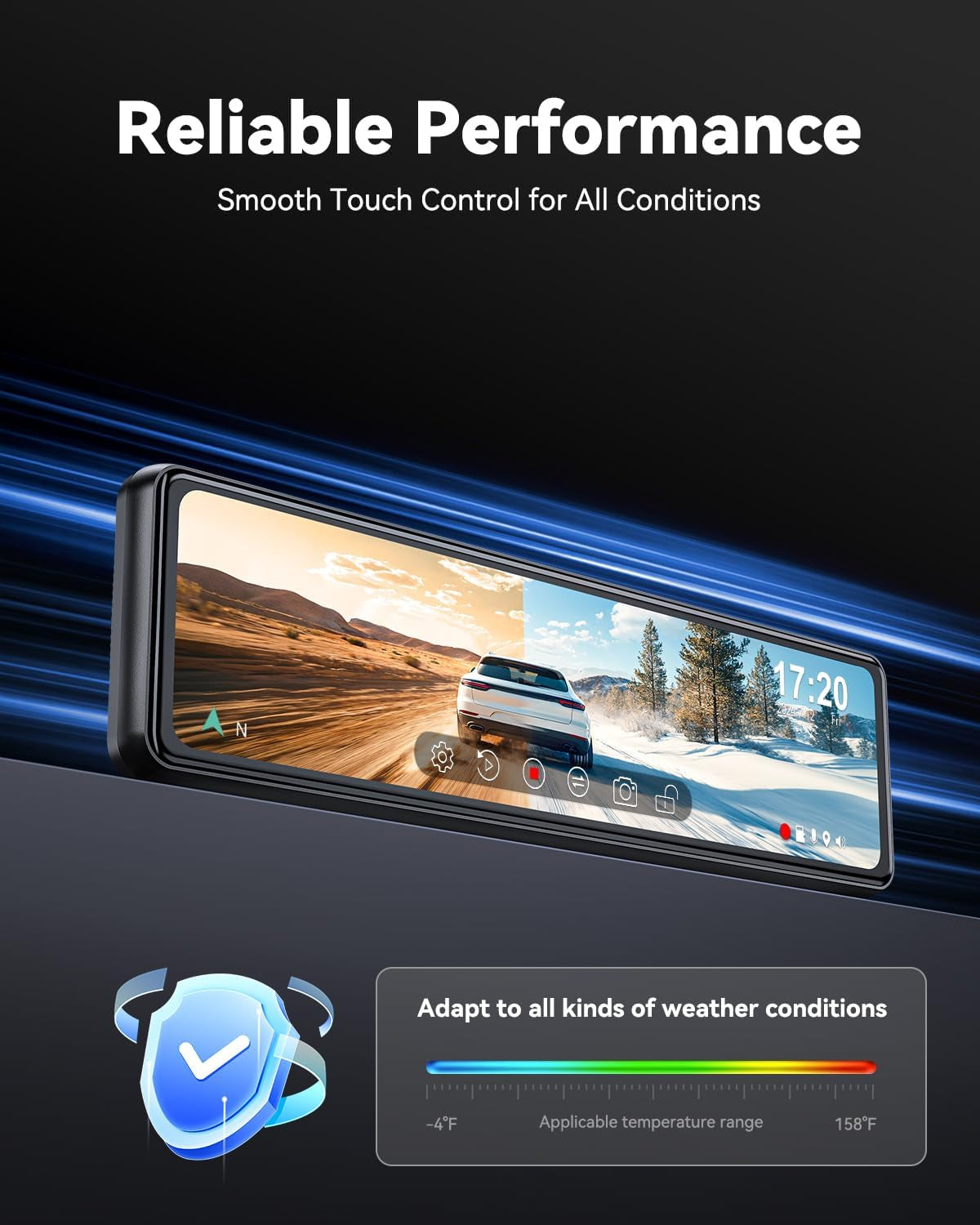 T860+ Mirror Dash Cam 4K Front and 2.5K Rear, Detached Front Camera for 10-Minute Install, 3X Zoom Rear View Mirror Camera, 64GB Card Included, Night Vision, WDR, Parking Assist, GPS