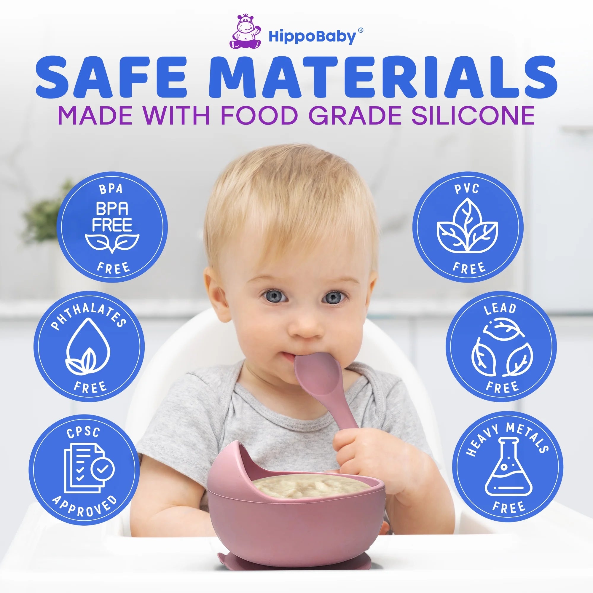 Baby Led Weaning Supplies | 10 Piece Silicone Feeding Set | Baby Toddler Bib Cup Divided Plate and Bowl Self Feeding Spoons Dish Set | Toddler Feeding Supplies (Rose Quartz)