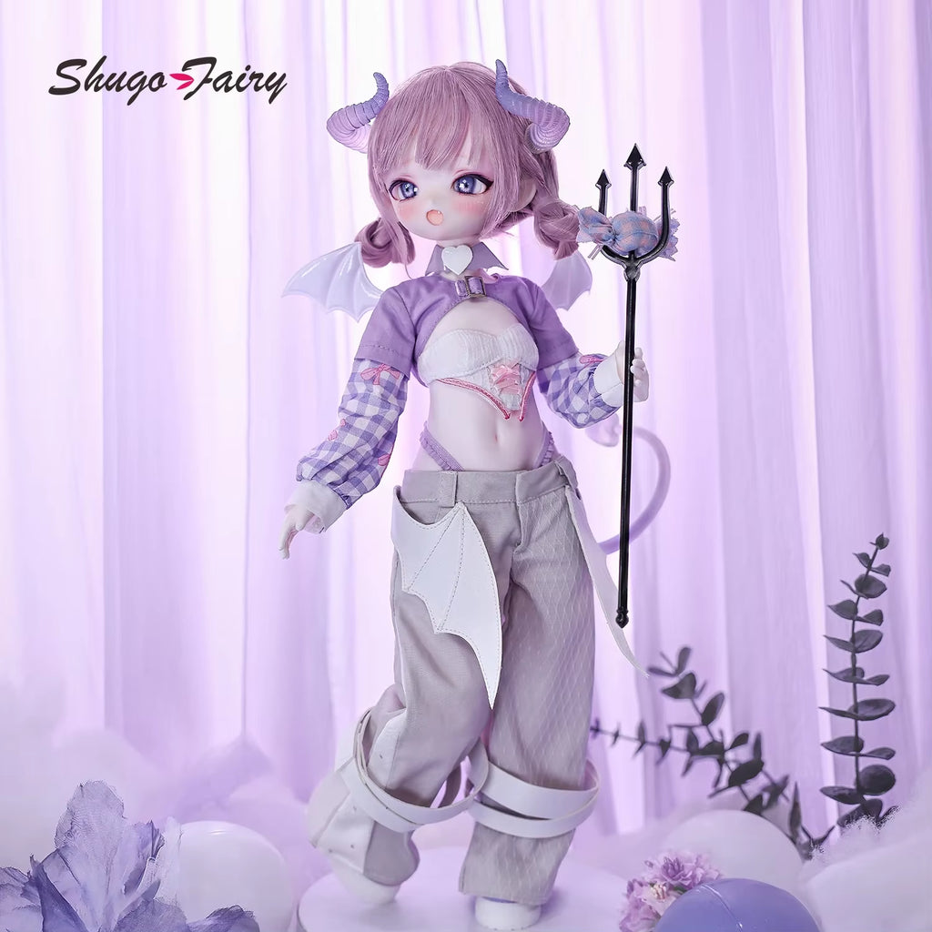 Shugafairy Devila BJD Doll 1/4 Scale - Unique Christmas Gift with Transparent Tail, Fantasy Demon Lamb Anime Girl, Complete Set