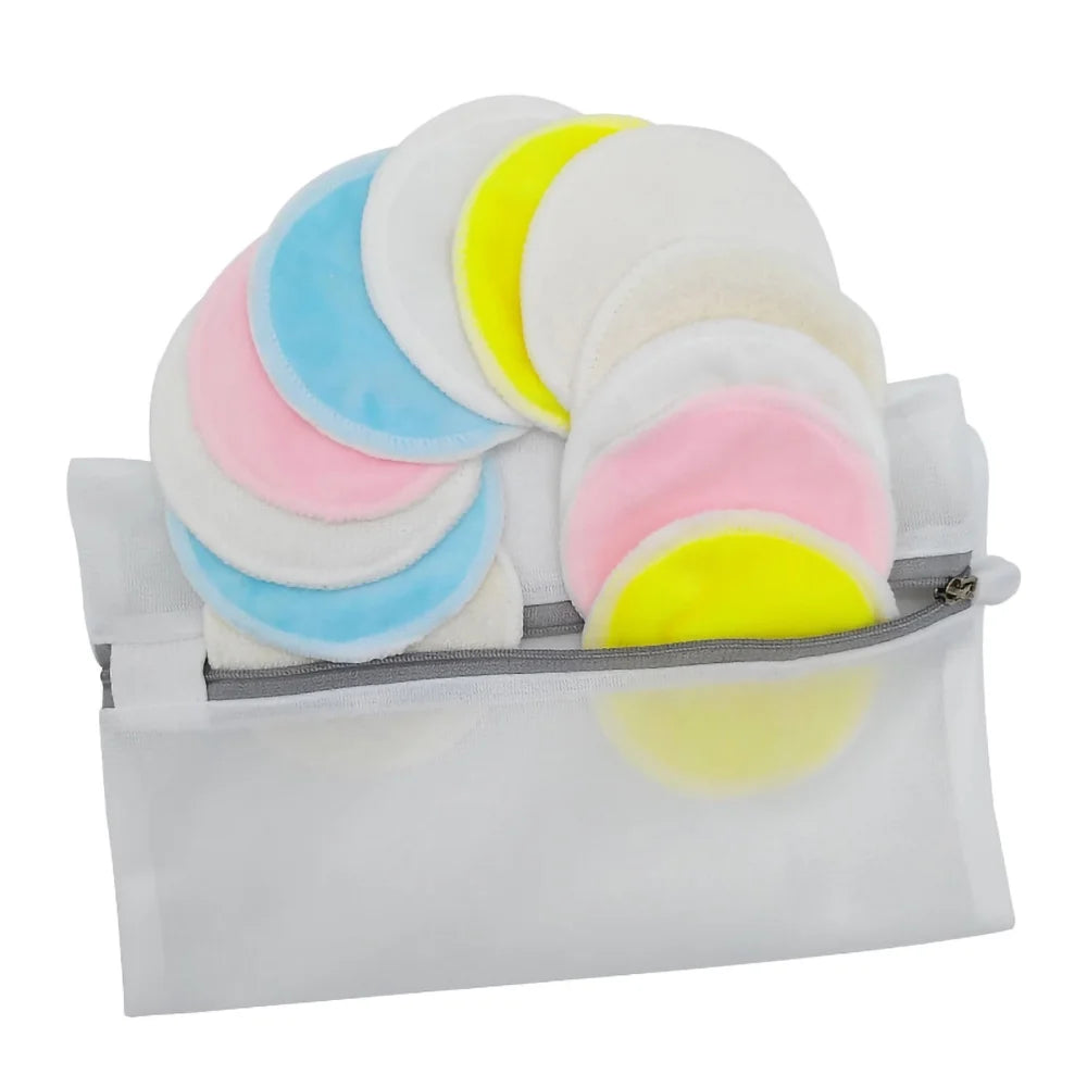 Reusable Makeup Remover Pads - 10 Pieces Soft Organic Cotton Rounds with Washable Drawstring