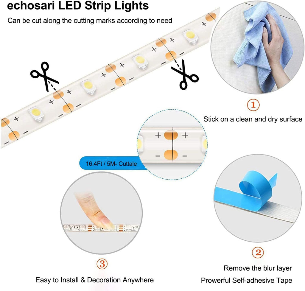 LED Strip Lights Battery Operated, 9.8Ft 90 LED Strip Lights with Remote Control