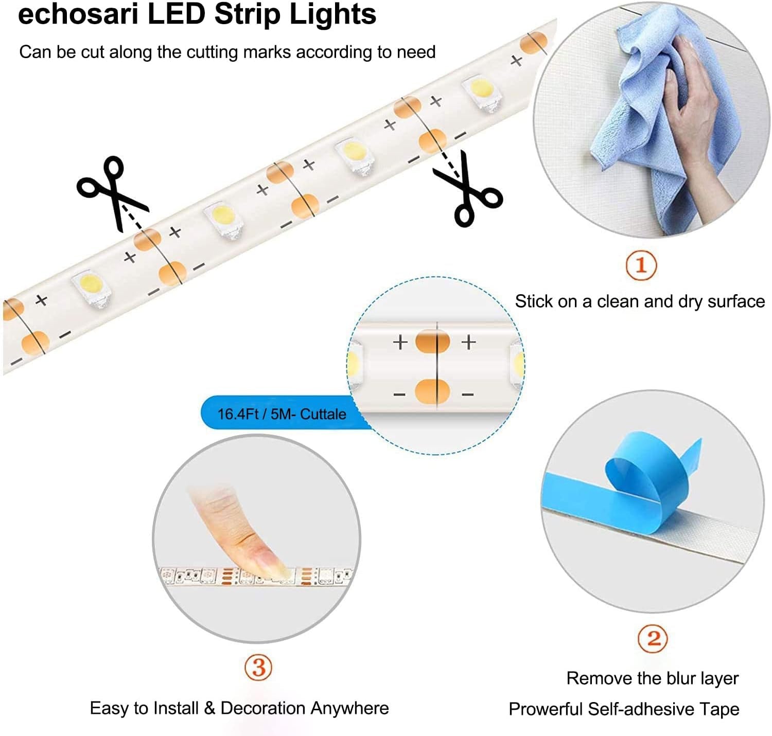 LED Strip Lights Battery Operated, 9.8Ft 90 LED Strip Lights with Remote Control
