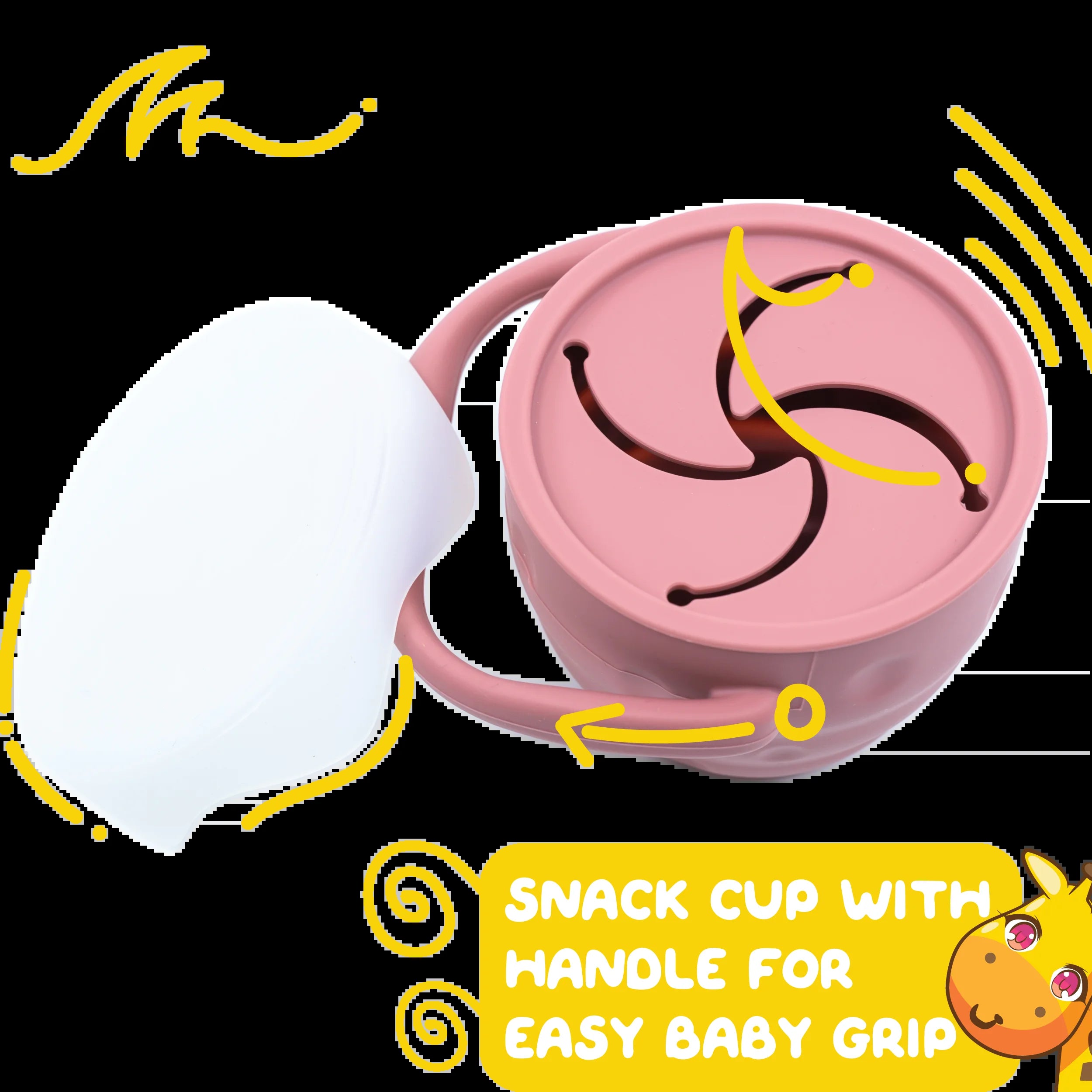 Turkish Pink Silicone Baby and Toddler Self-Eating Food Plates Set with Utensils (8 Piece Set)