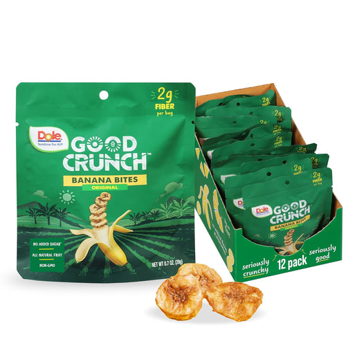 Good Crunch Banana Dried Fruit Bites, Gluten Free & Vegan Snack, 0.7Oz Bags (Pac